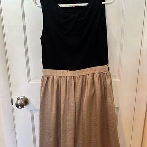 Vince Camuto Black and Tan Midi Dress